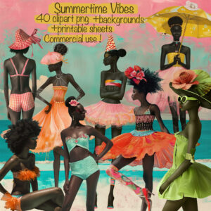 Black Woman Summer Vibes Clipart & Backgrounds