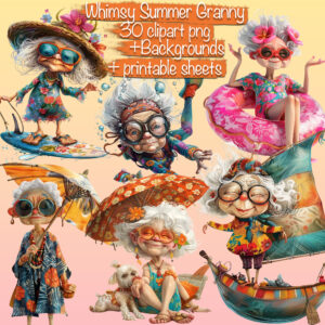 Whimsy Summer Granny Clipart & Backgrounds