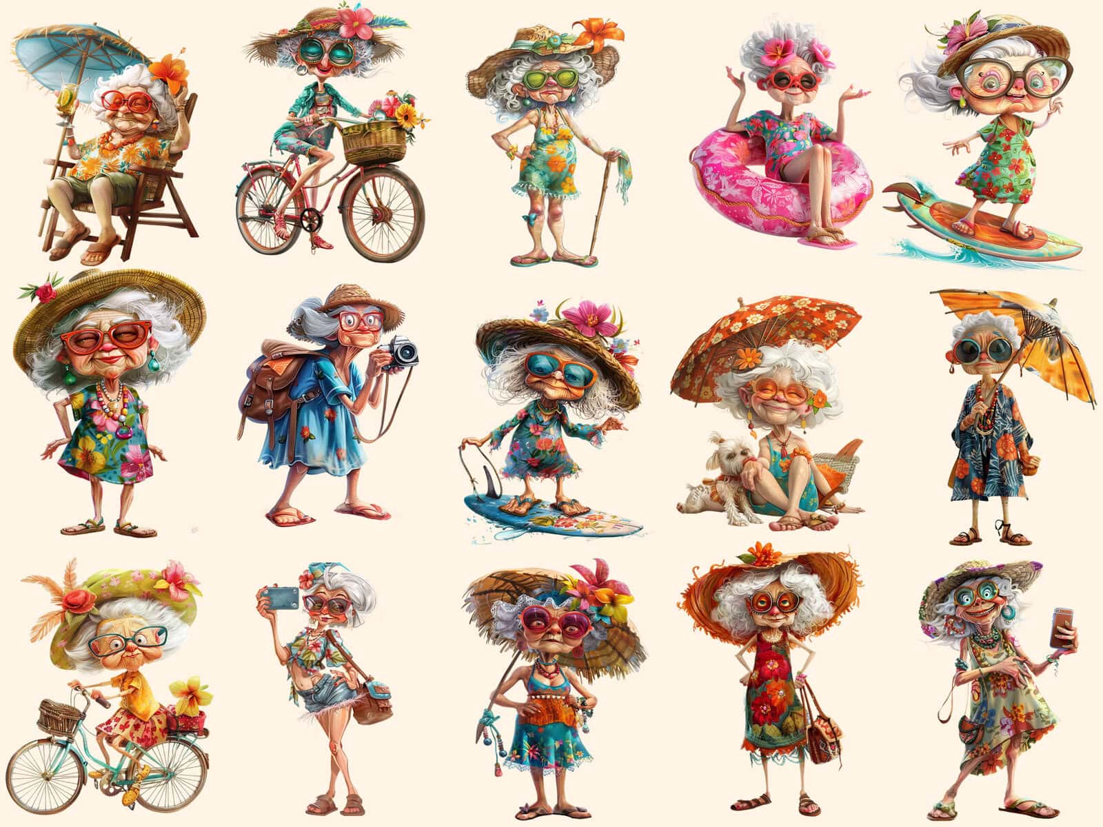 Whimsy Summer Granny Clipart & Backgrounds - Image 3