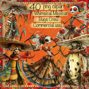 Quirky Mexican Bugs Crew Clipart & Backgrounds