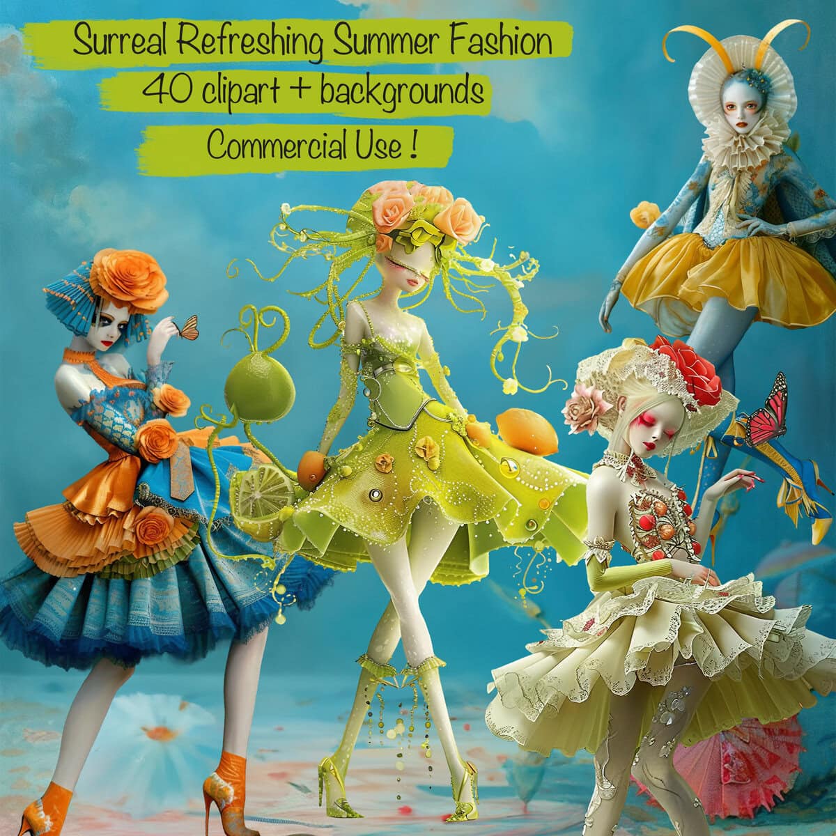 Peculiar Summer Fashion Woman Clipart & Backgrounds