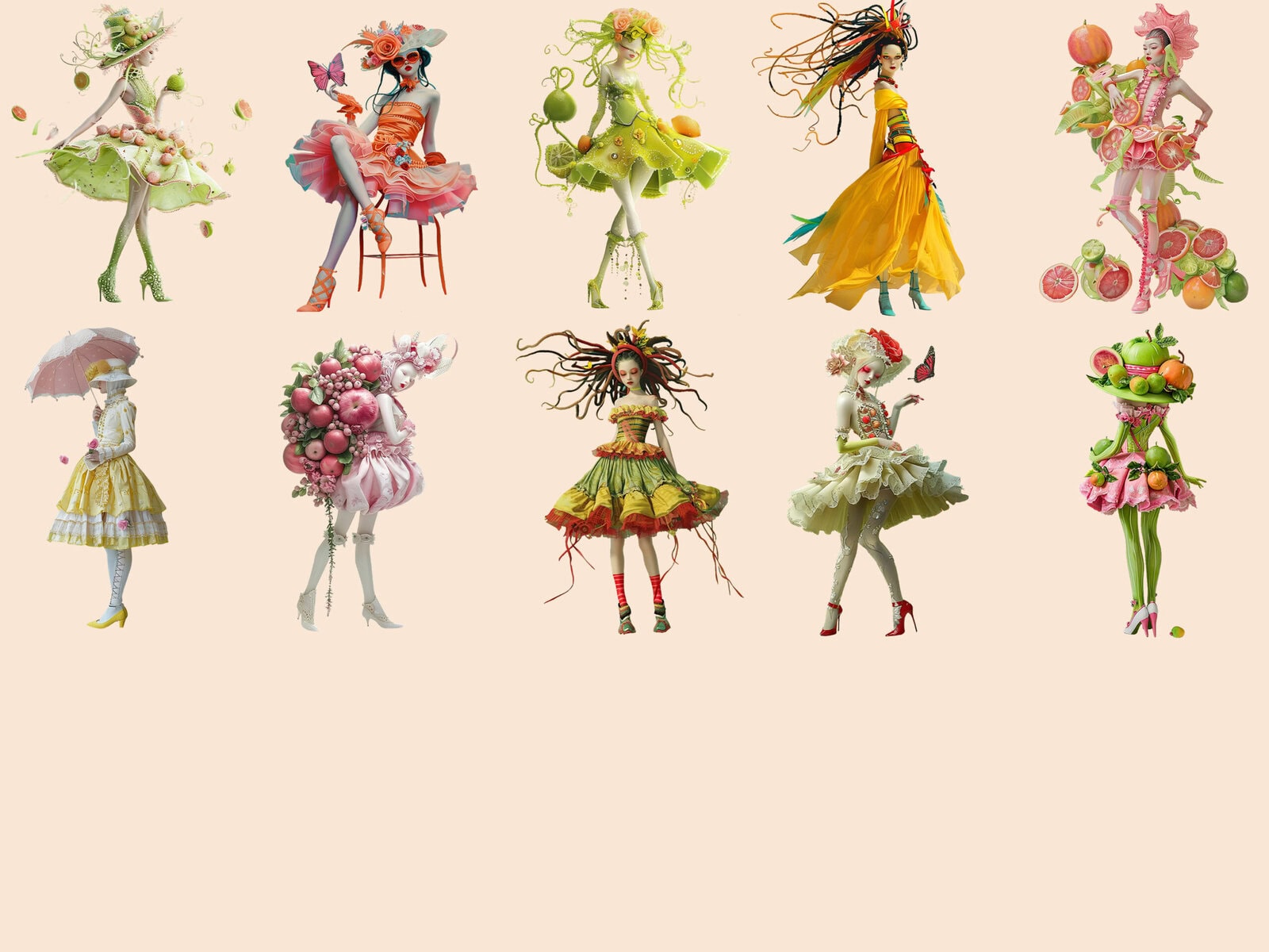 Peculiar Summer Fashion Woman Clipart & Backgrounds - Image 4