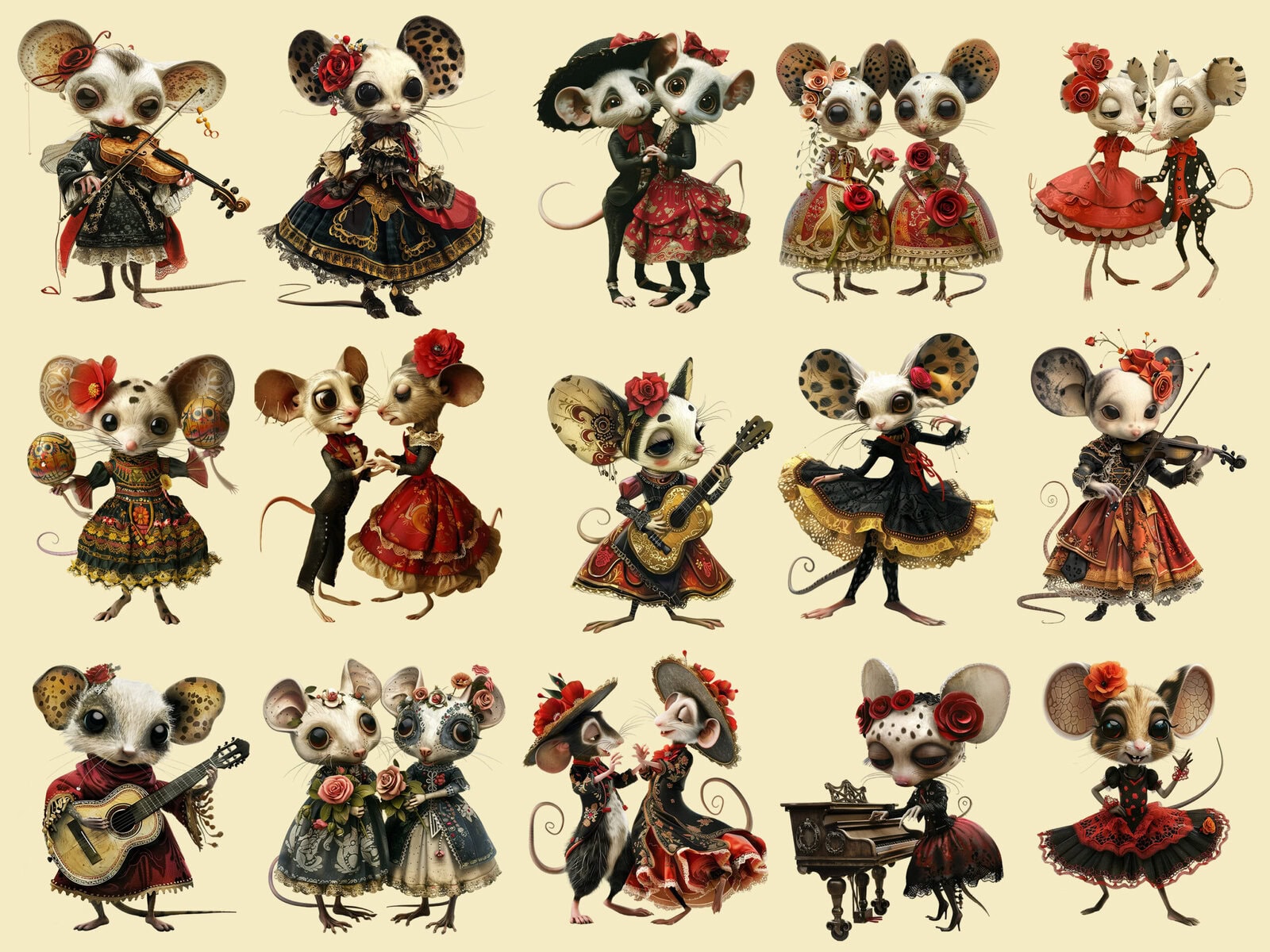 Spanish Dancing Mice Clipart & Backgrounds - Image 2