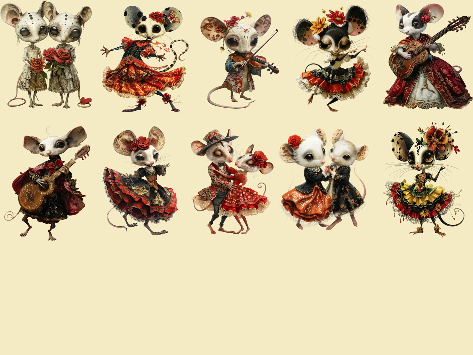 Spanish Dancing Mice Clipart & Backgrounds - Image 4