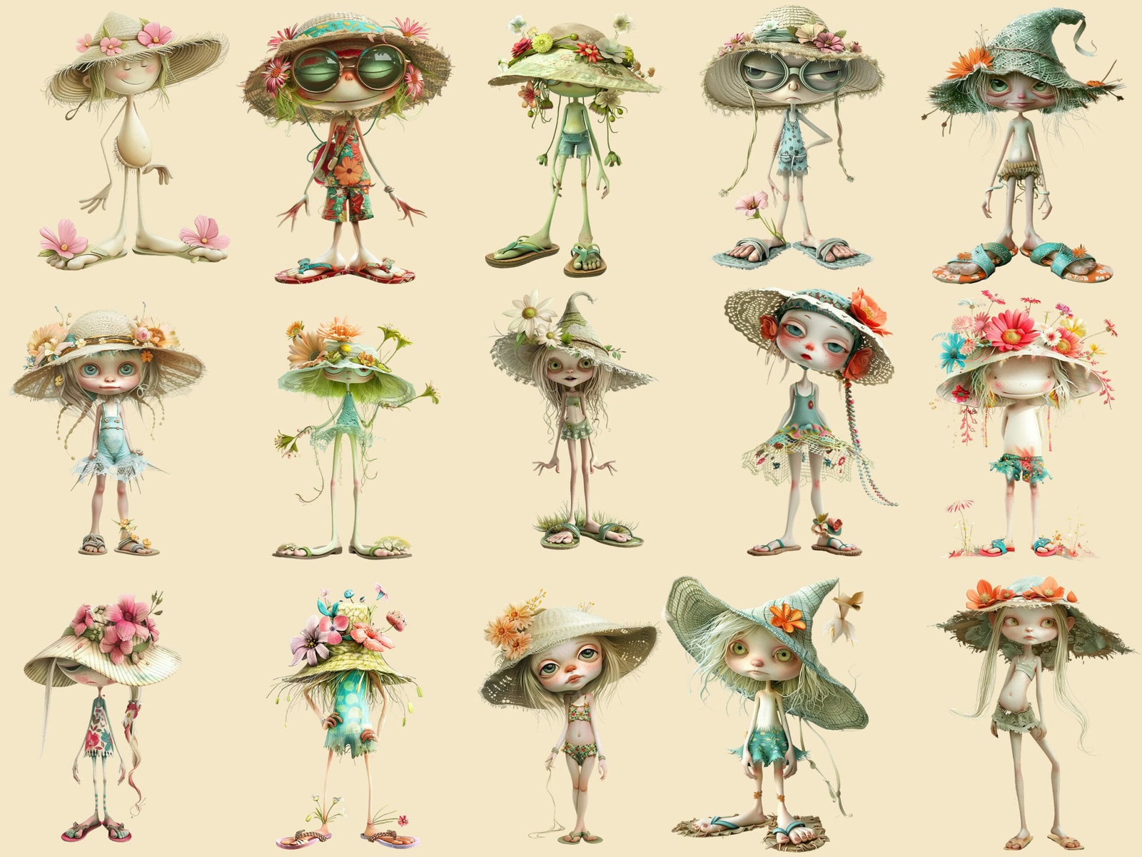 Whimsical Beach Creatures Clipart & Backgrounds - Image 3