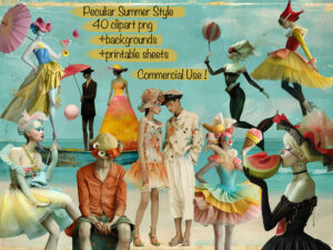 Peculiar Surreal Summer People Clipart & Backgrounds