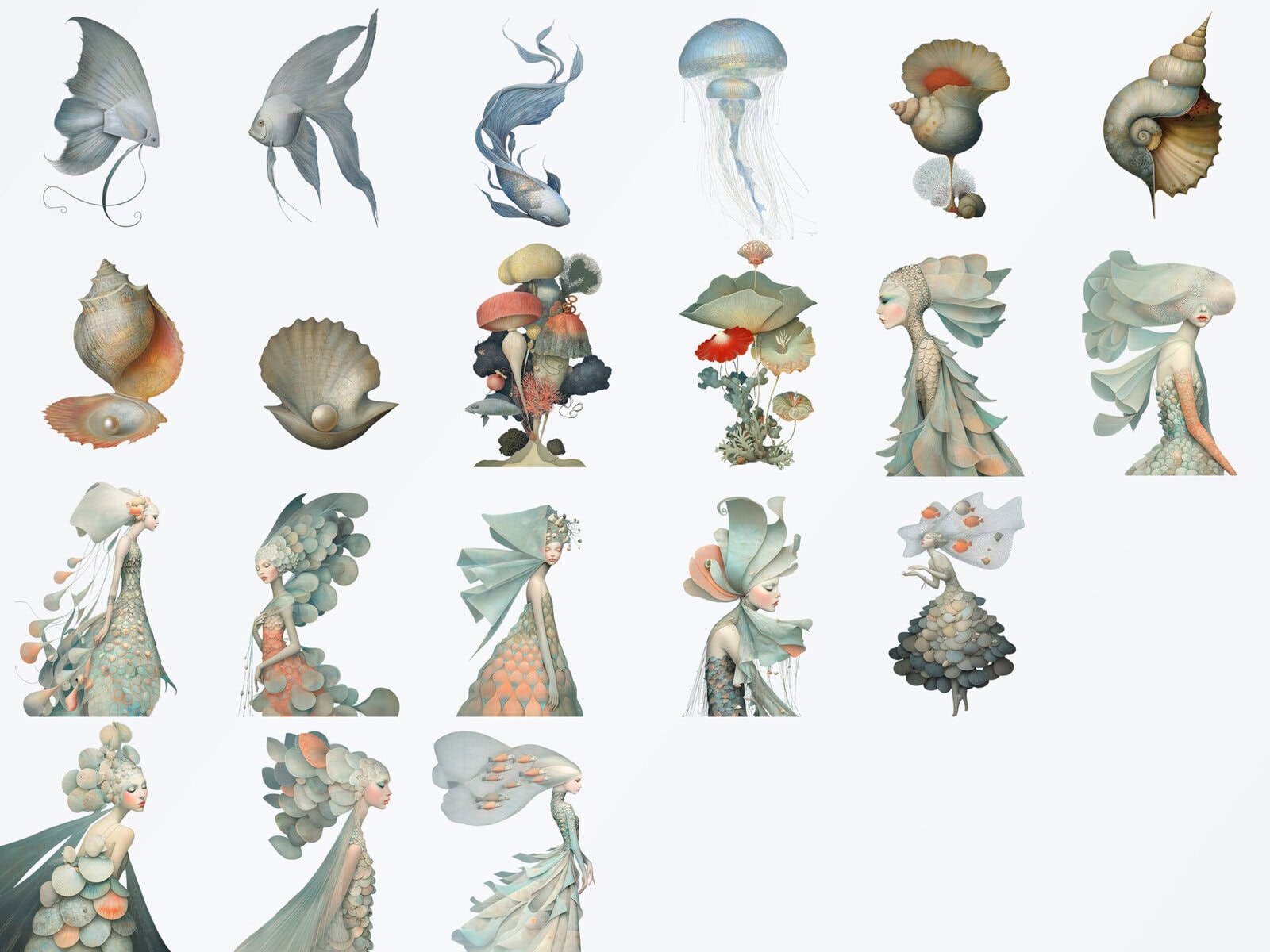 Underwater Fantasy Characters Clipart & Backgrounds - Image 3
