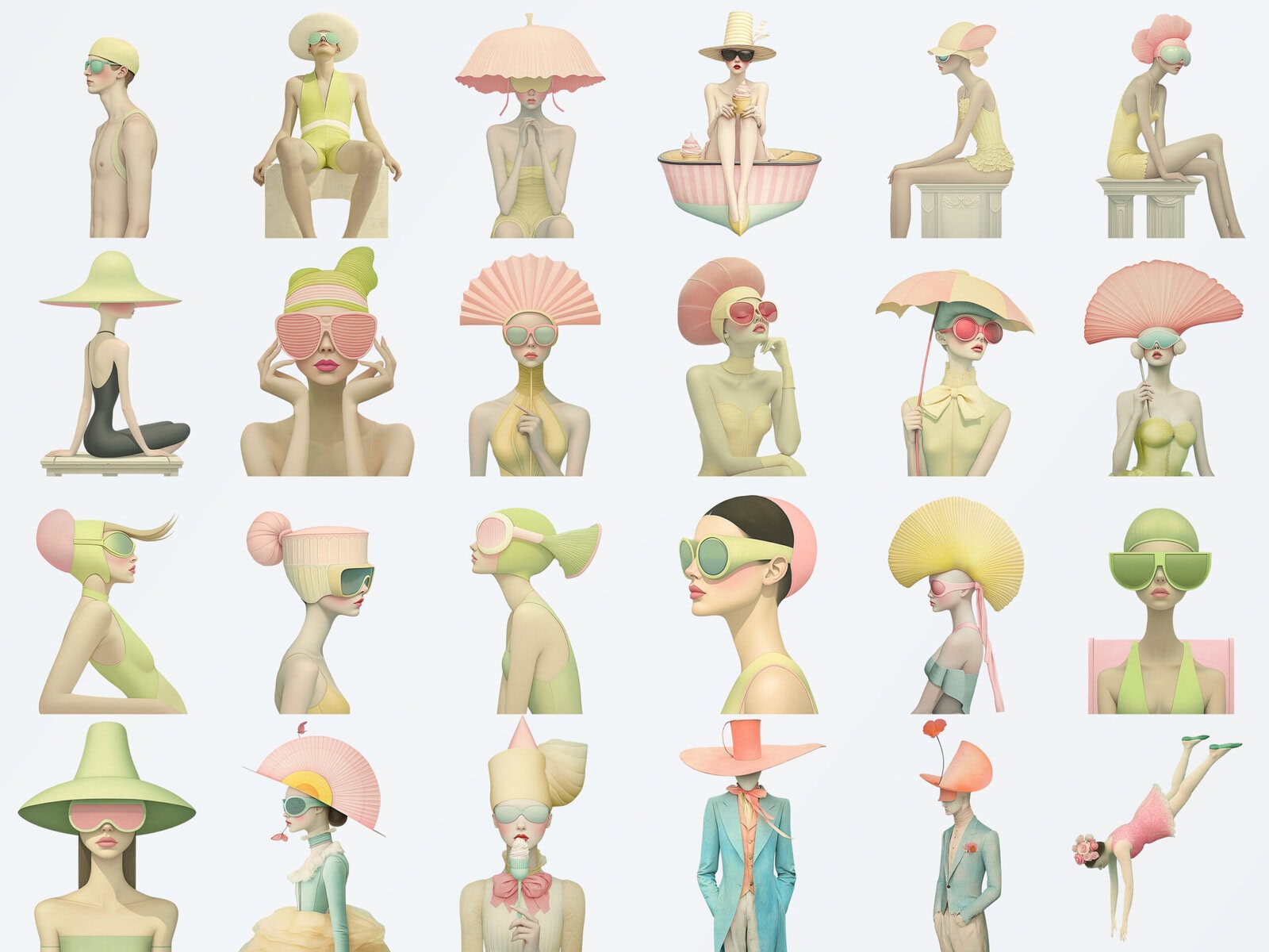 Whimsy Summer Beach People Clipart & Backgrounds - Image 2