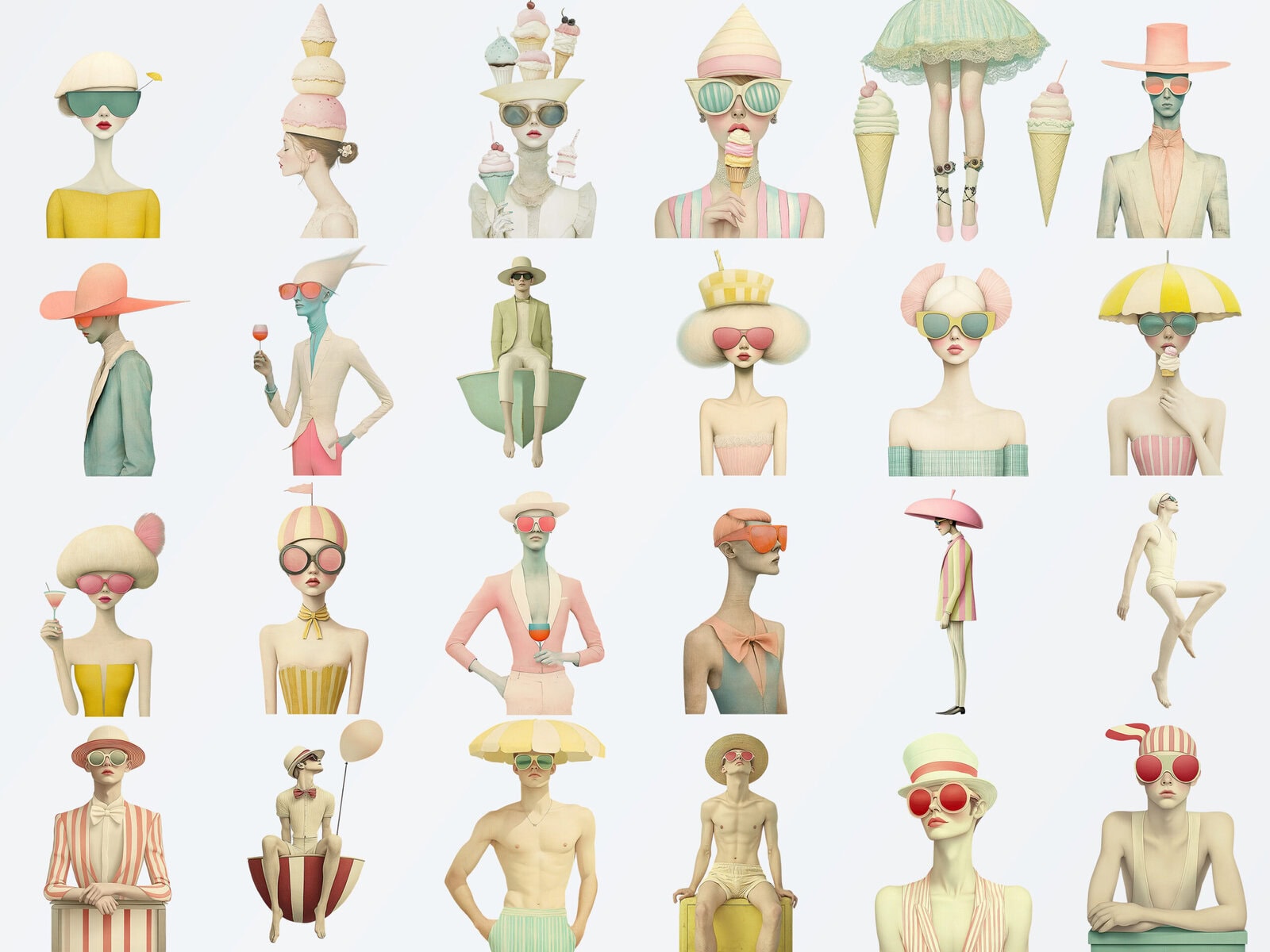 Whimsy Summer Beach People Clipart & Backgrounds - Image 3