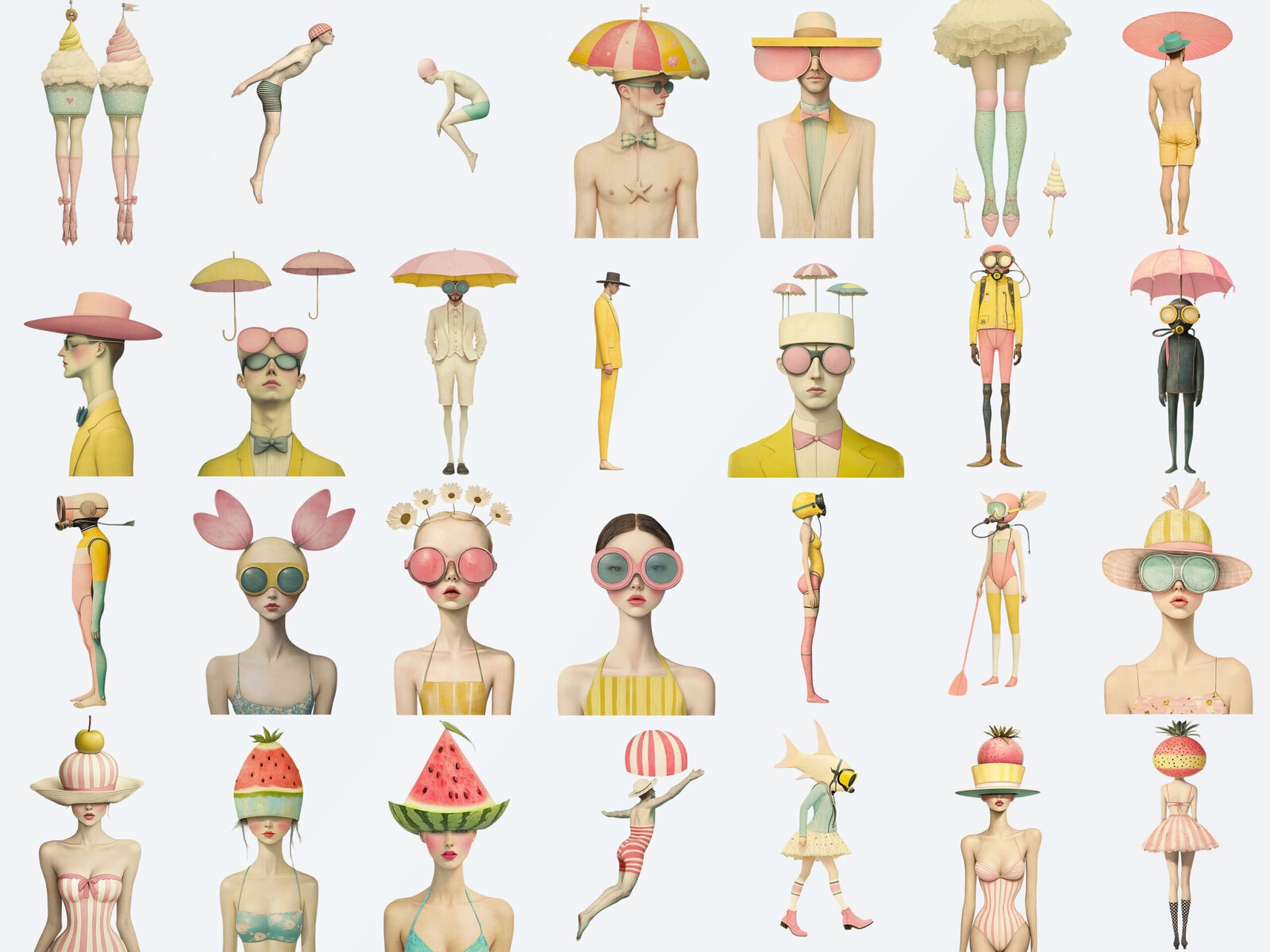 Whimsy Summer Beach People Clipart & Backgrounds - Image 4