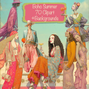 Boho Summer People Clipart & Backgrounds