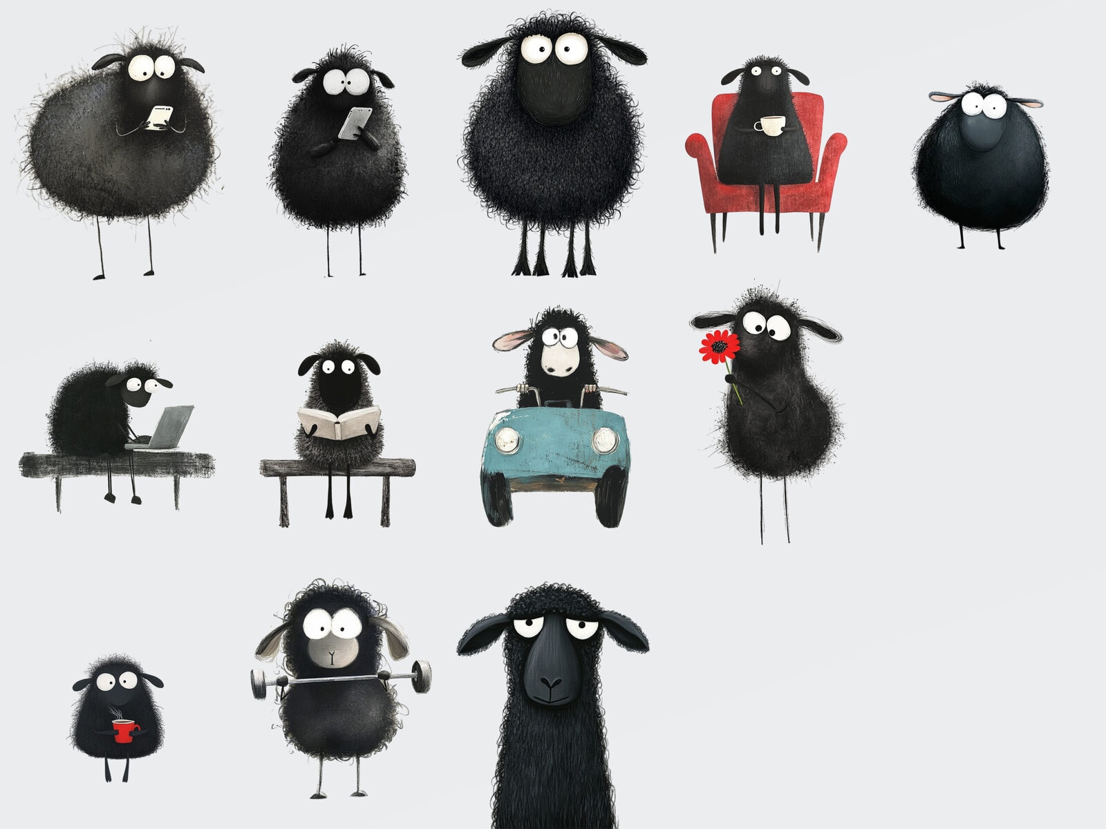 Whimsical Black Sheep Clipart & Backgrounds - Image 4