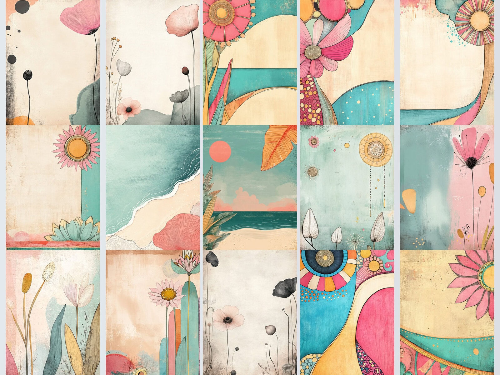 Boho Spring Girls Clipart & Backgrounds - Image 4