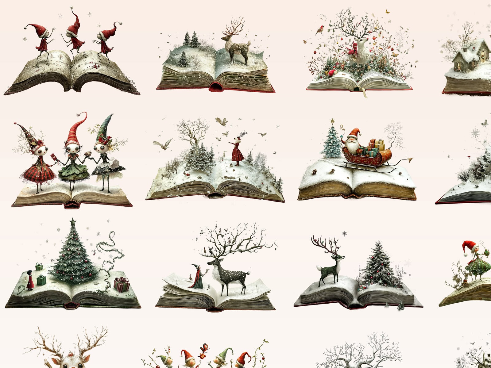 Whimsical Christmas Themed Books Clipart - Image 2