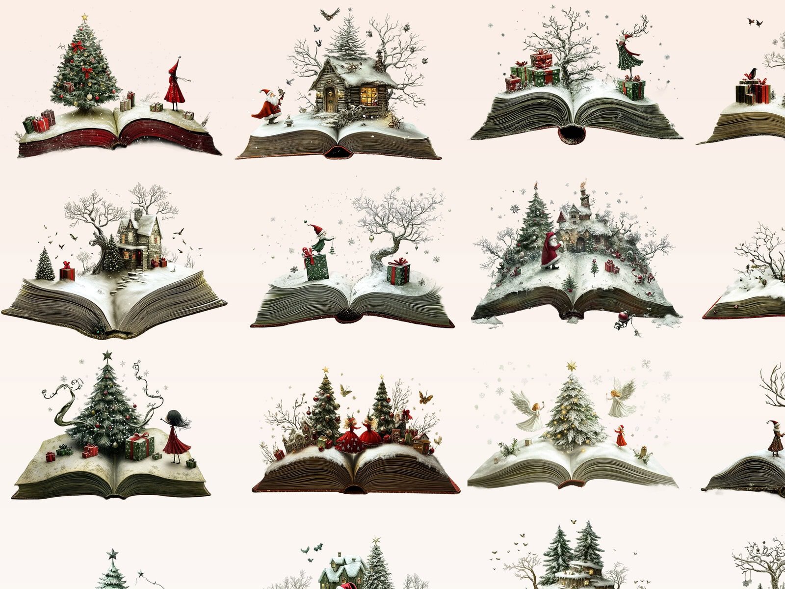 Whimsical Christmas Themed Books Clipart - Image 3