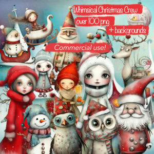 Whimsical Christmas Characters Clipart & Backgrounds