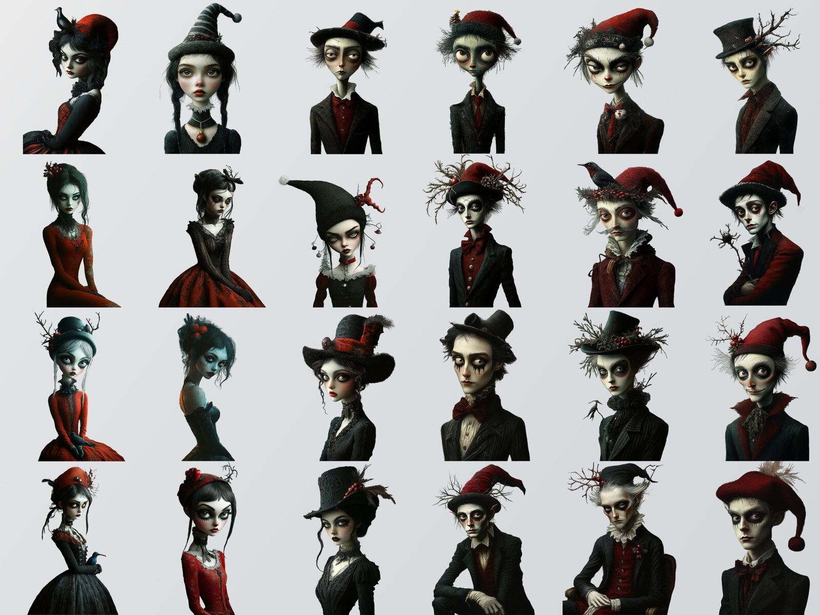 Goth Christmas Characters Clipart & Backgrounds - Image 2