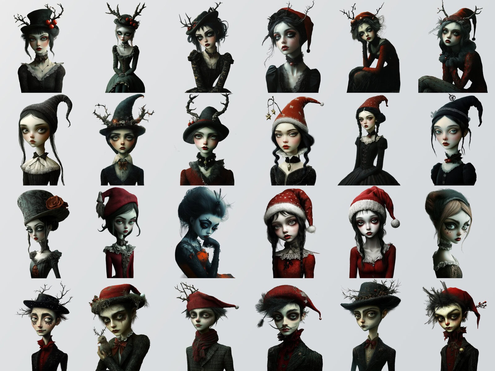 Goth Christmas Characters Clipart & Backgrounds - Image 3
