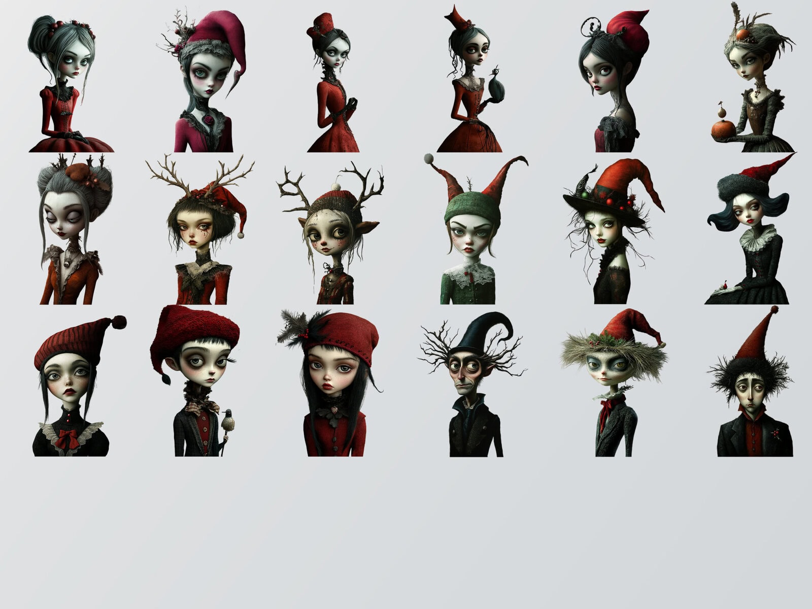 Goth Christmas Characters Clipart & Backgrounds - Image 4
