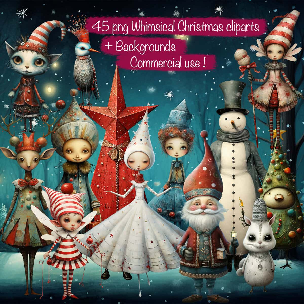 Holiday Christmas Whimsy Clipart & Backgrounds