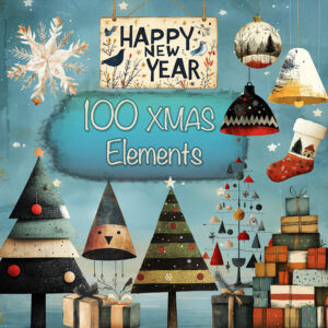 Christmas Elements Minimal Style Clipart