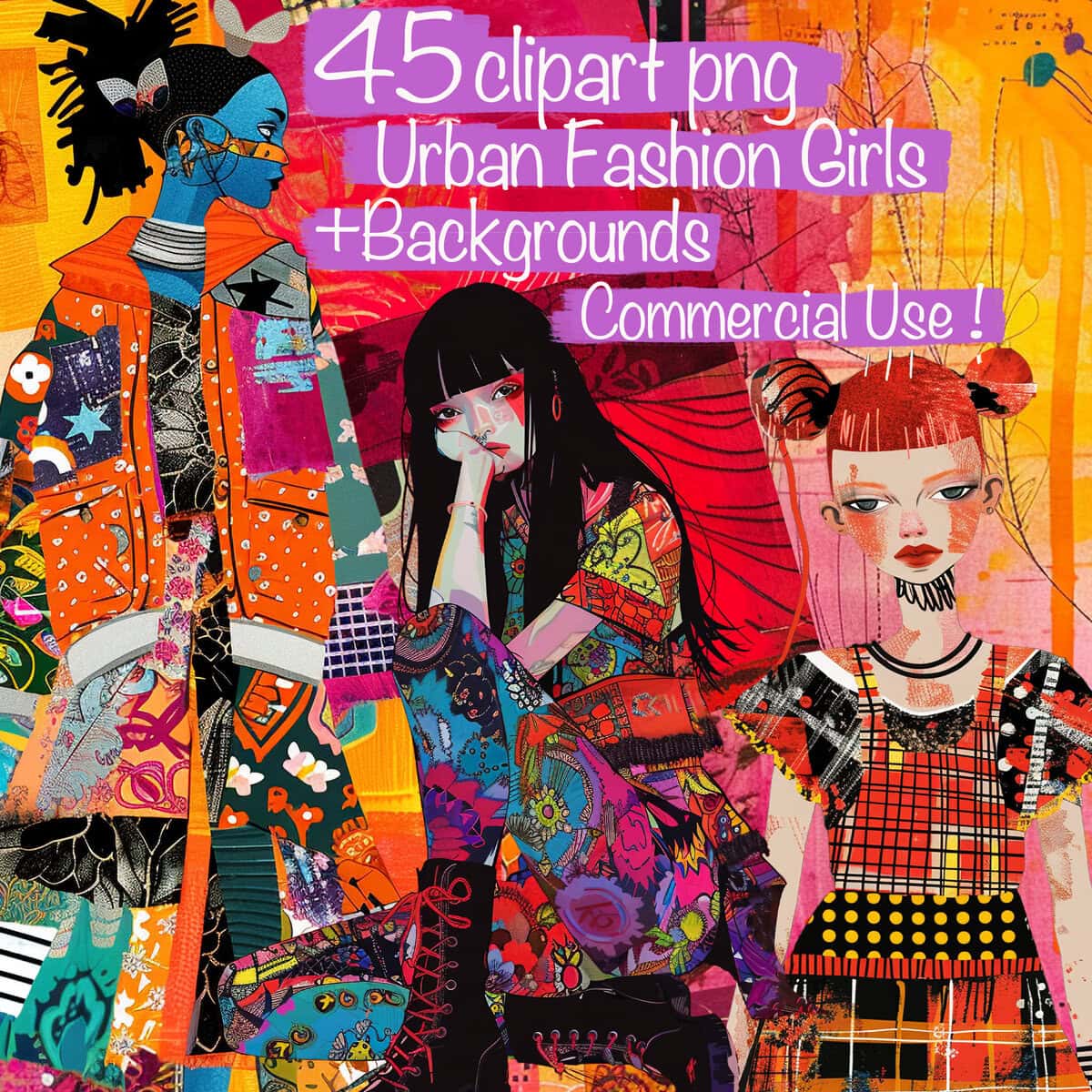 Vibrant Urban Fashion Clipart & Backgrounds