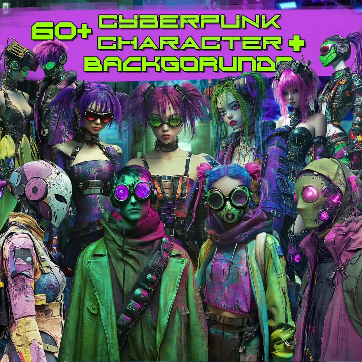 Cyberpunk Characters Clipart & Backgrounds