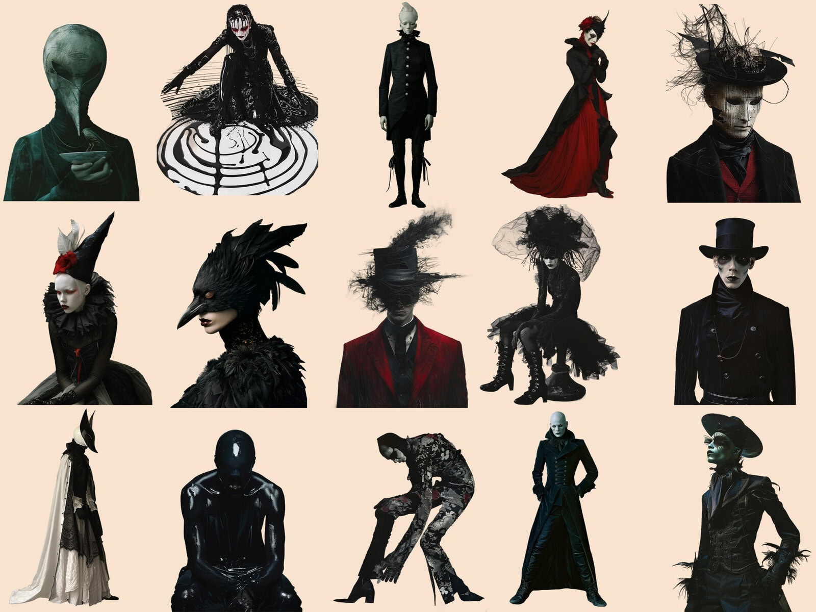 Dark Surreal Mysterious Midnight Characters Clipart & Backgrounds - Image 3