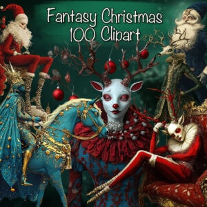 Fantasy Surreal Christmas Characters Clipart & Backgrounds