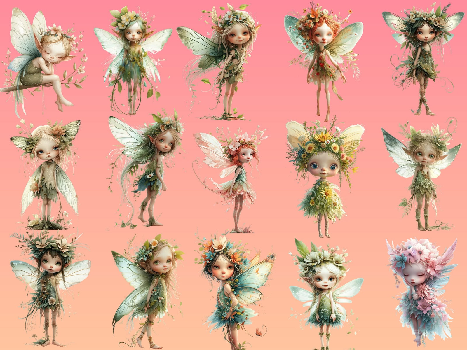 Fantasy Whimsical Spring Fairies Clipart & Backgrounds - Image 3