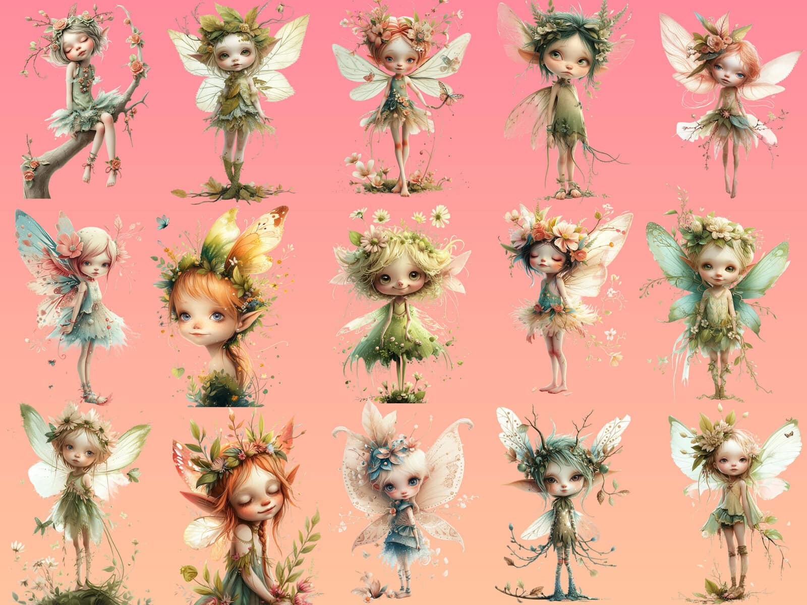 Fantasy Whimsical Spring Fairies Clipart & Backgrounds - Image 2