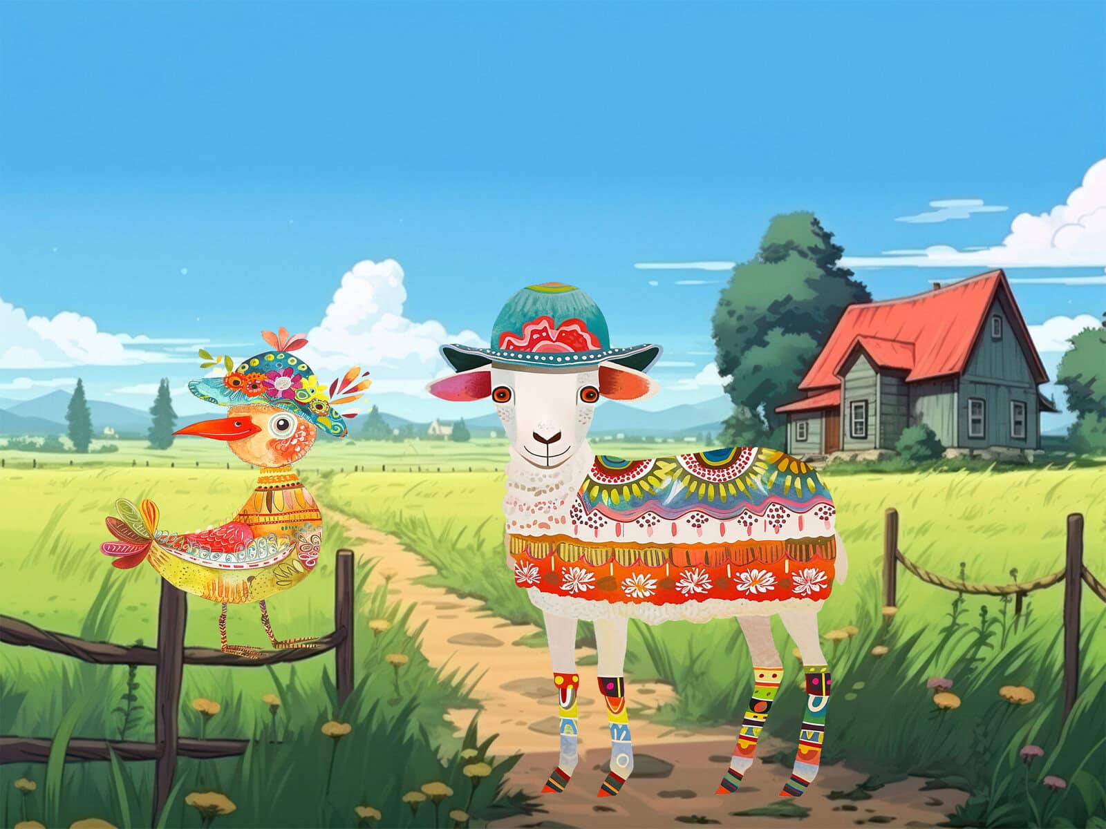 Quirky Colorful Farm Animals Clipart - Image 5