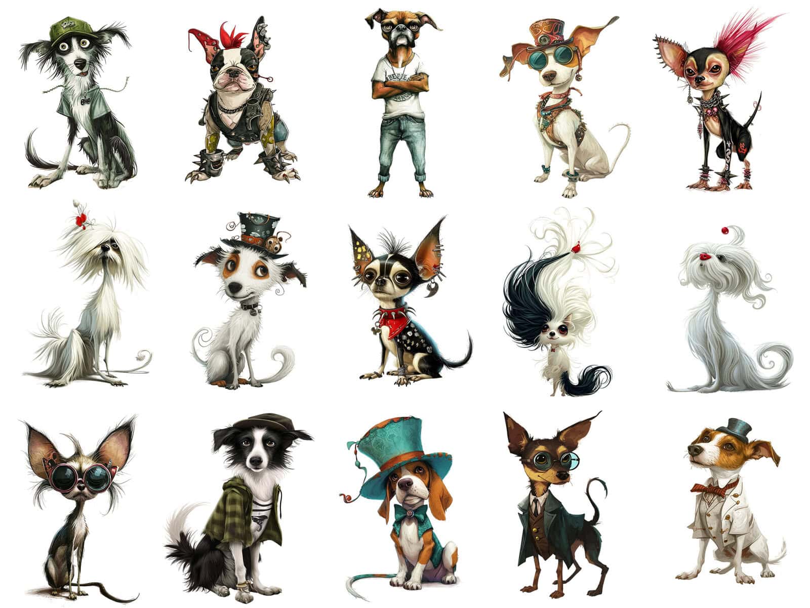 Funny Whimsy Dogs Clipart & Backgrounds - Image 2