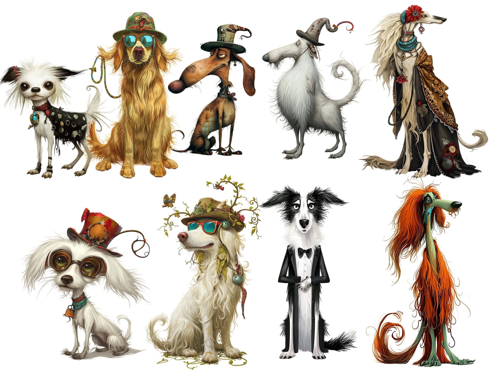 Funny Whimsy Dogs Clipart & Backgrounds - Image 3
