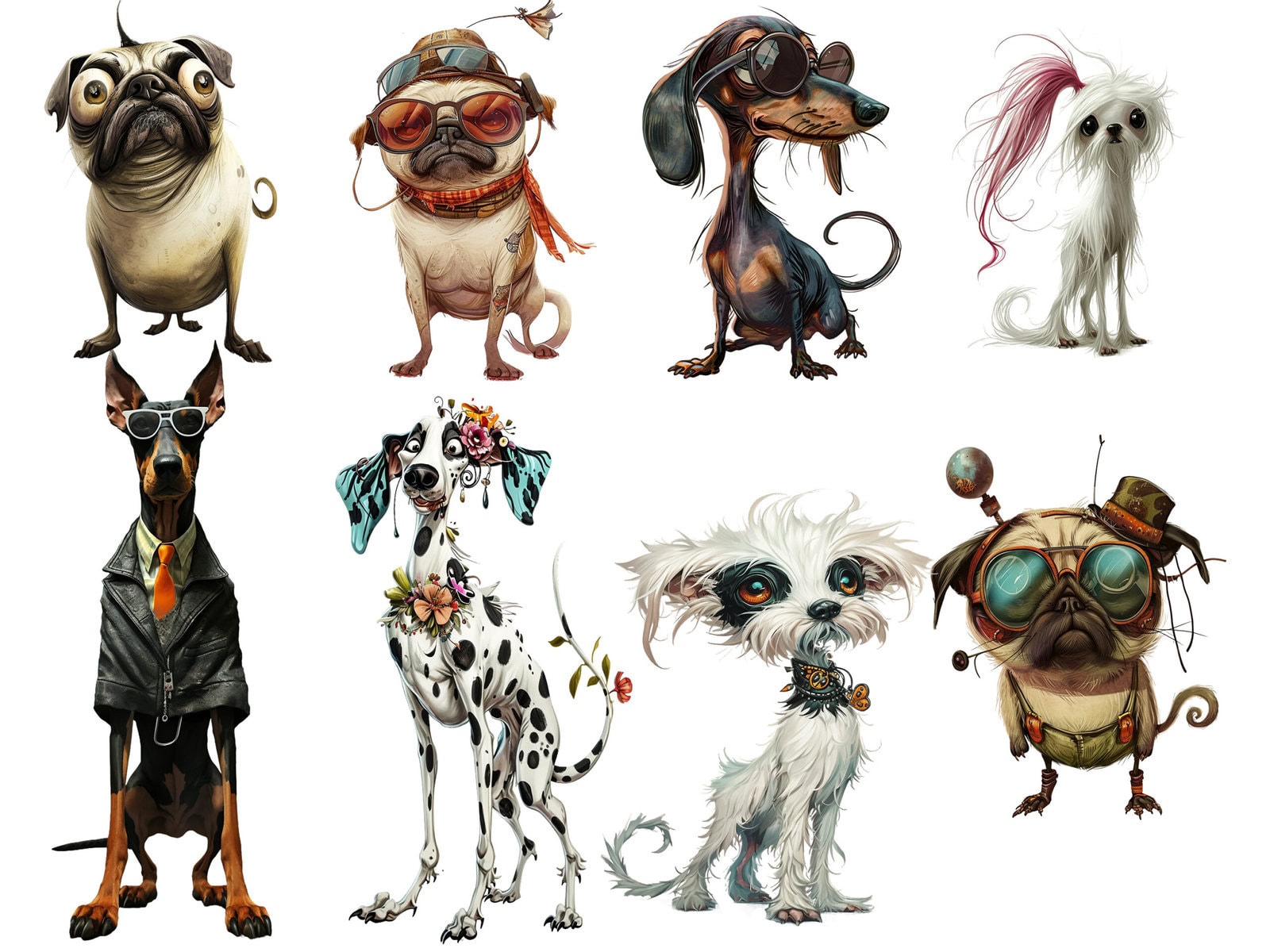 Funny Whimsy Dogs Clipart & Backgrounds - Image 5