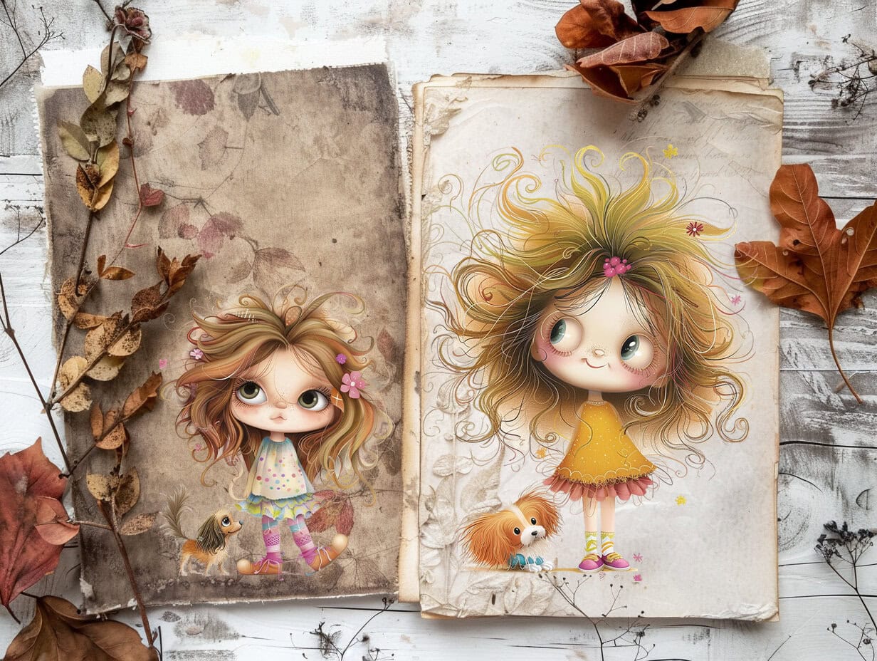 Adorable Girls and Puppies Clipart & Backgrounds - Image 4