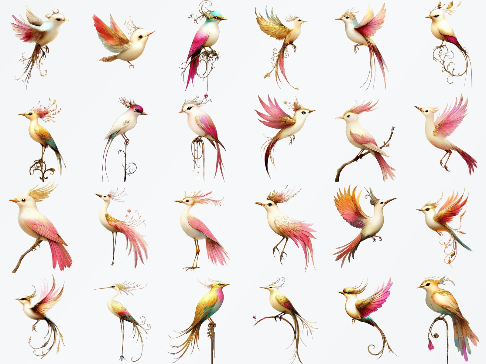 Golden Scent Birds Clipart & Backgrounds - Image 2