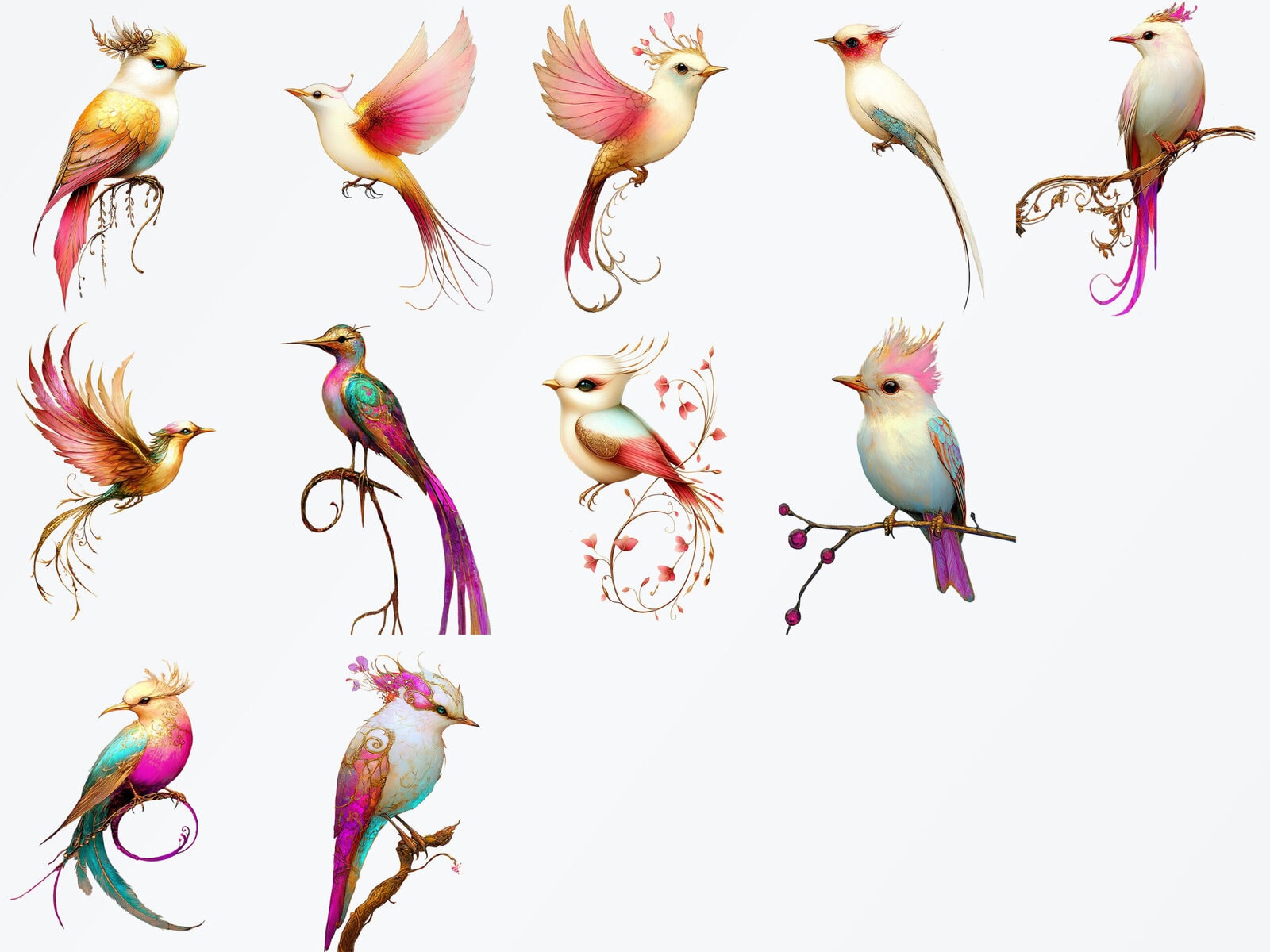 Golden Scent Birds Clipart & Backgrounds - Image 3