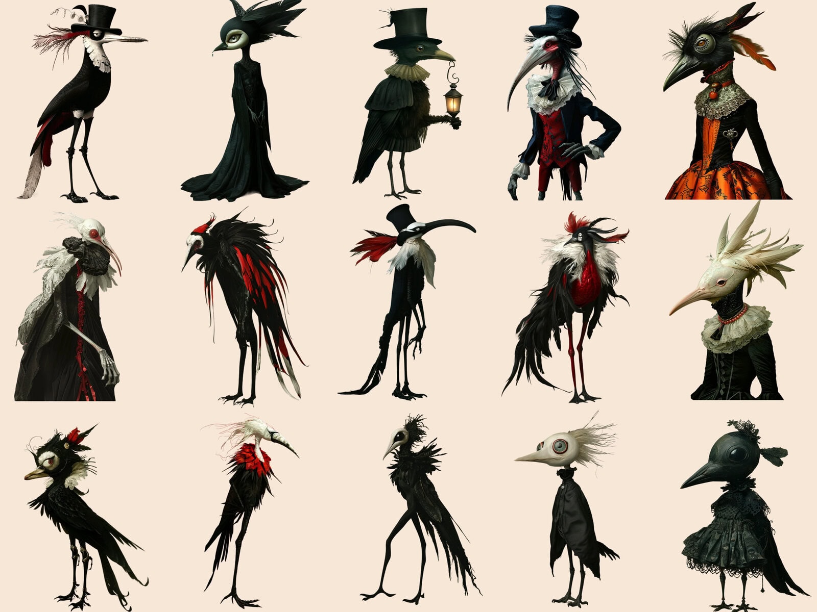 Bizarre Surreal Creepy Birds Clipart & Backgrounds - Image 3