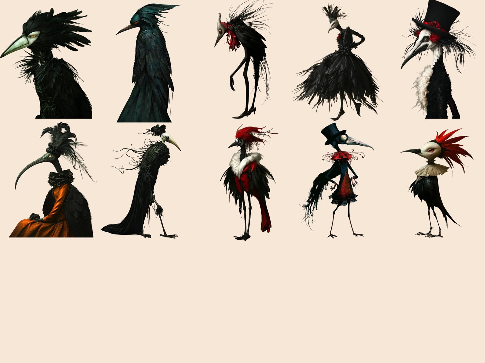 Bizarre Surreal Creepy Birds Clipart & Backgrounds - Image 4