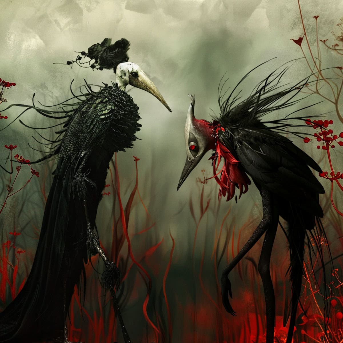 Bizarre Surreal Creepy Birds Clipart & Backgrounds - Image 6