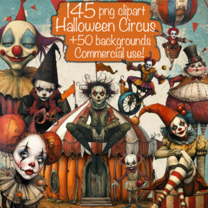 Unique Halloween Circus Clipart & Backgrounds