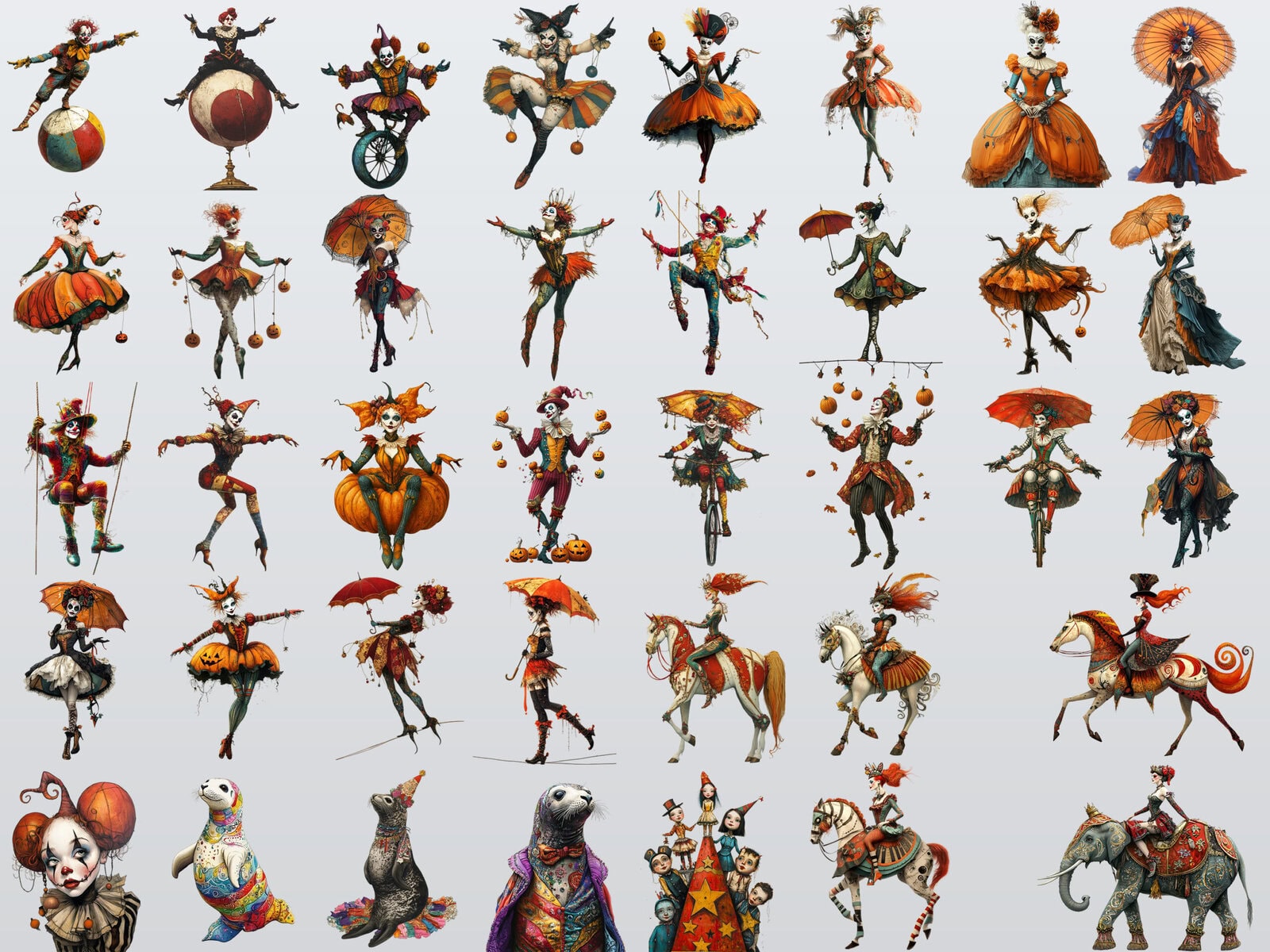 Unique Halloween Circus Clipart & Backgrounds - Image 3