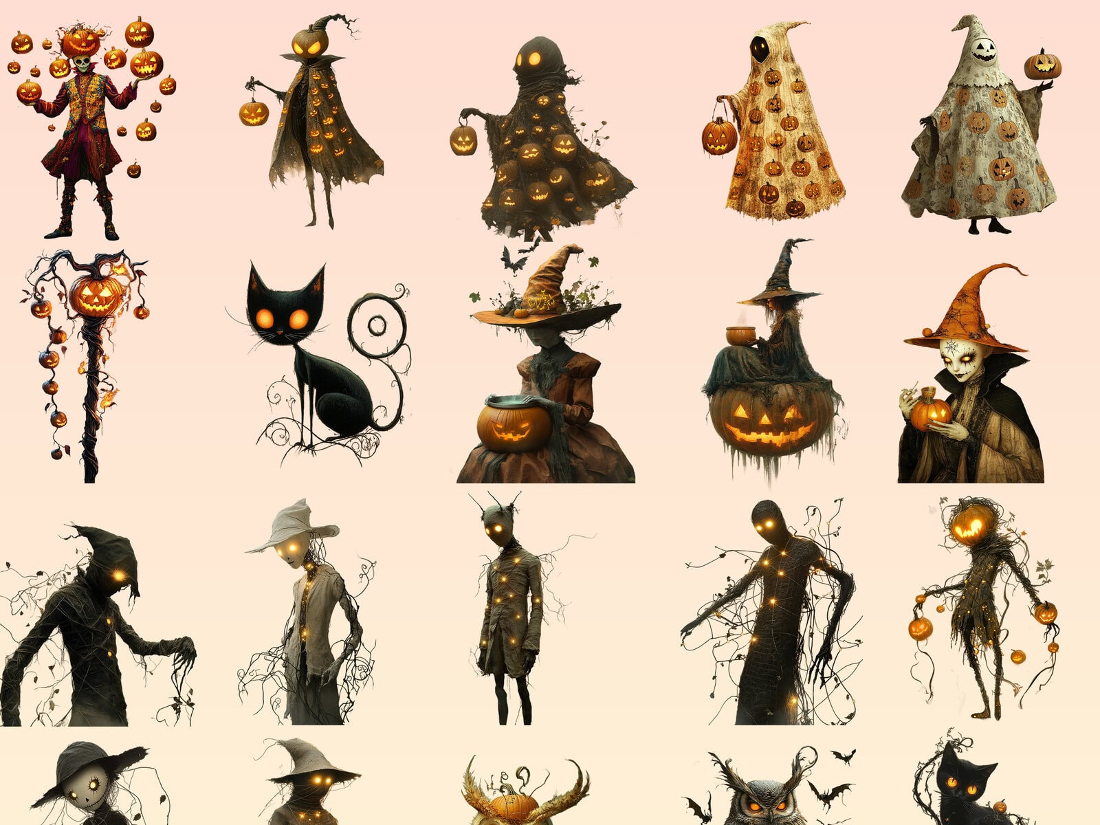 Quirky Halloween Characters Clipart & Backgrounds - Image 2