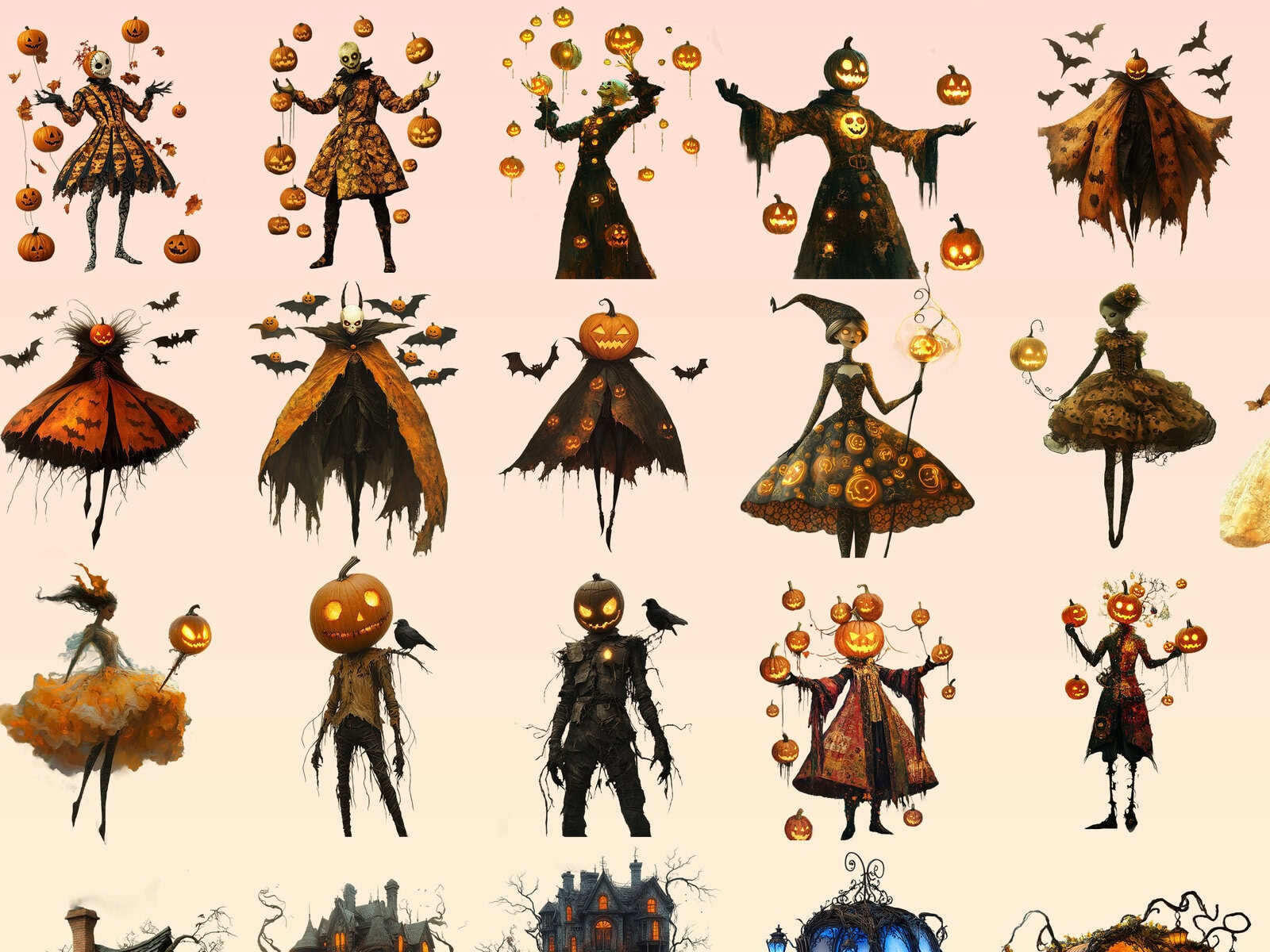 Quirky Halloween Characters Clipart & Backgrounds - Image 3