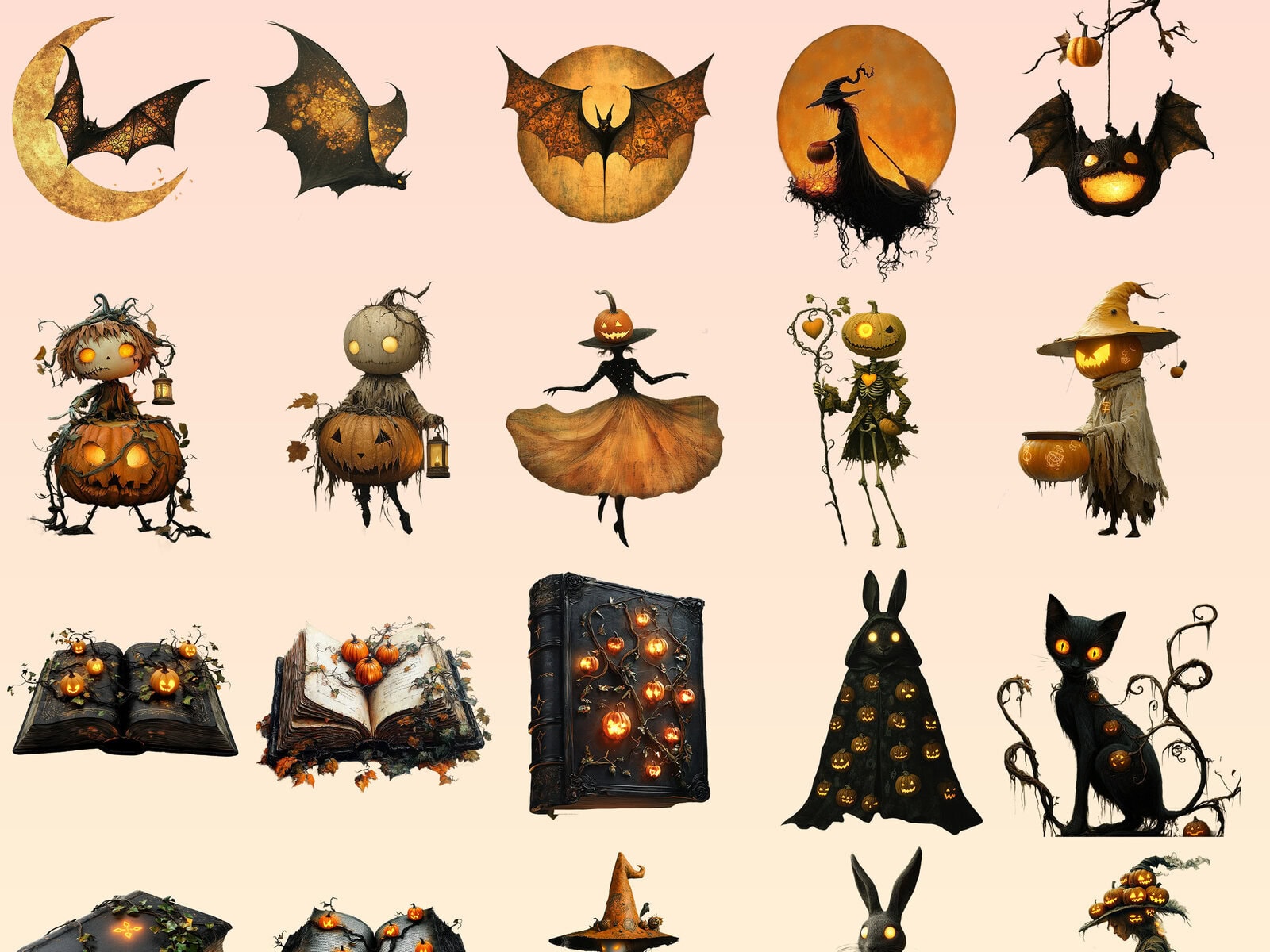 Quirky Halloween Characters Clipart & Backgrounds - Image 4