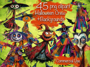 Vibrant Halloween Crew Clipart & Backgrounds