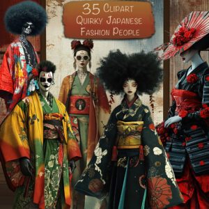 Japanese Surreal Fashion People Clipart & Backgrounds
