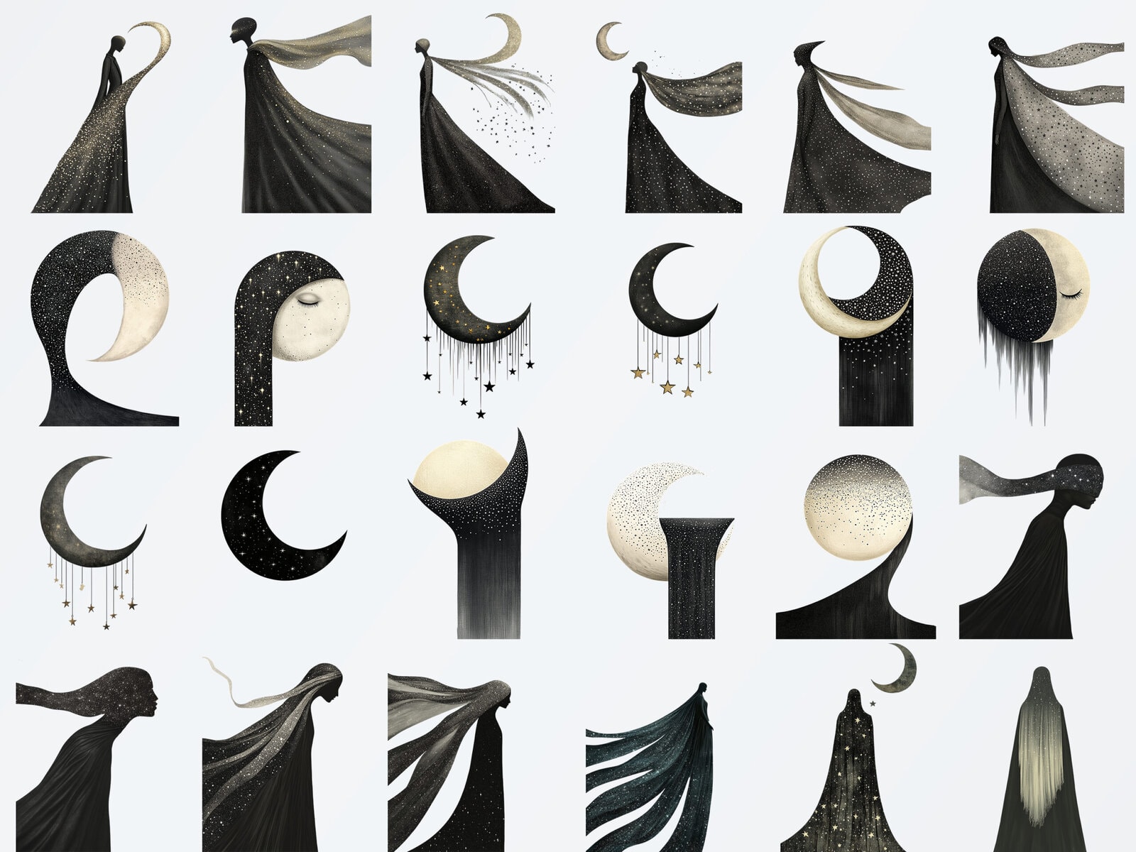Moonlight Silhouettes Clipart & Backgrounds - Image 2