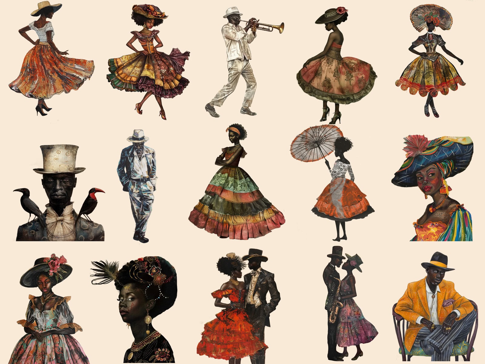 New Orleans Vintage People Clipart & Backgrounds - Image 3